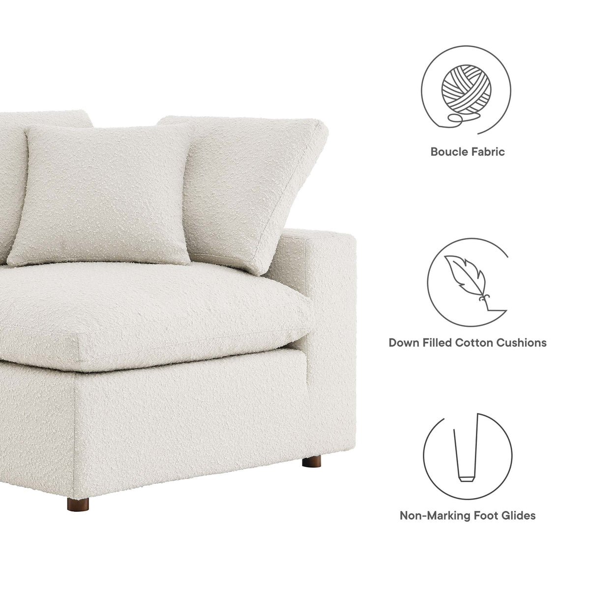 Commix Down Filled Overstuffed Boucle Fabric Corner Chair by Modway