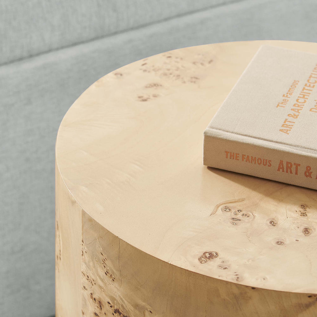 Cosmos 16" Round Burl Wood Side Table by Modway