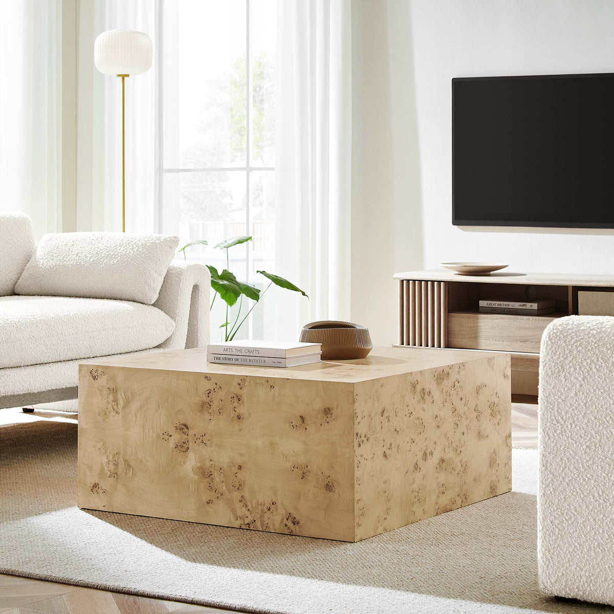 Cosmos 36" Square Burl Wood Coffee Table by Modway