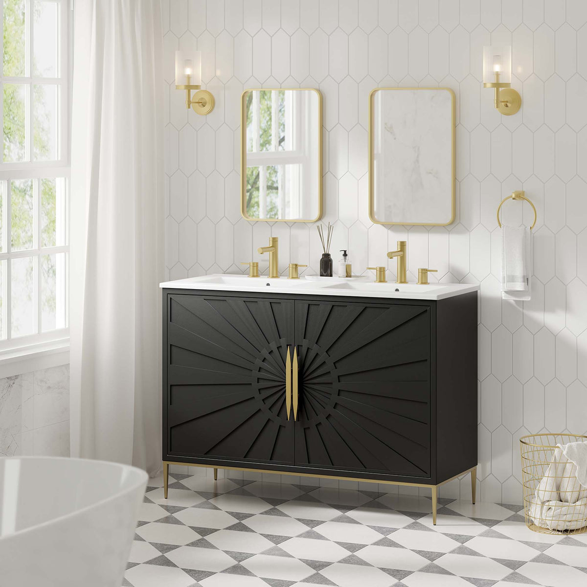 Awaken 48" Double Sink Bathroom Vanity by Modway