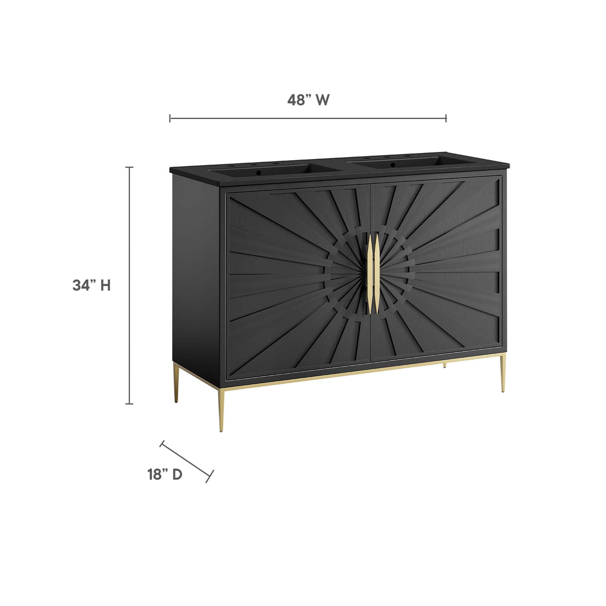 Awaken 48" Double Sink Bathroom Vanity by Modway