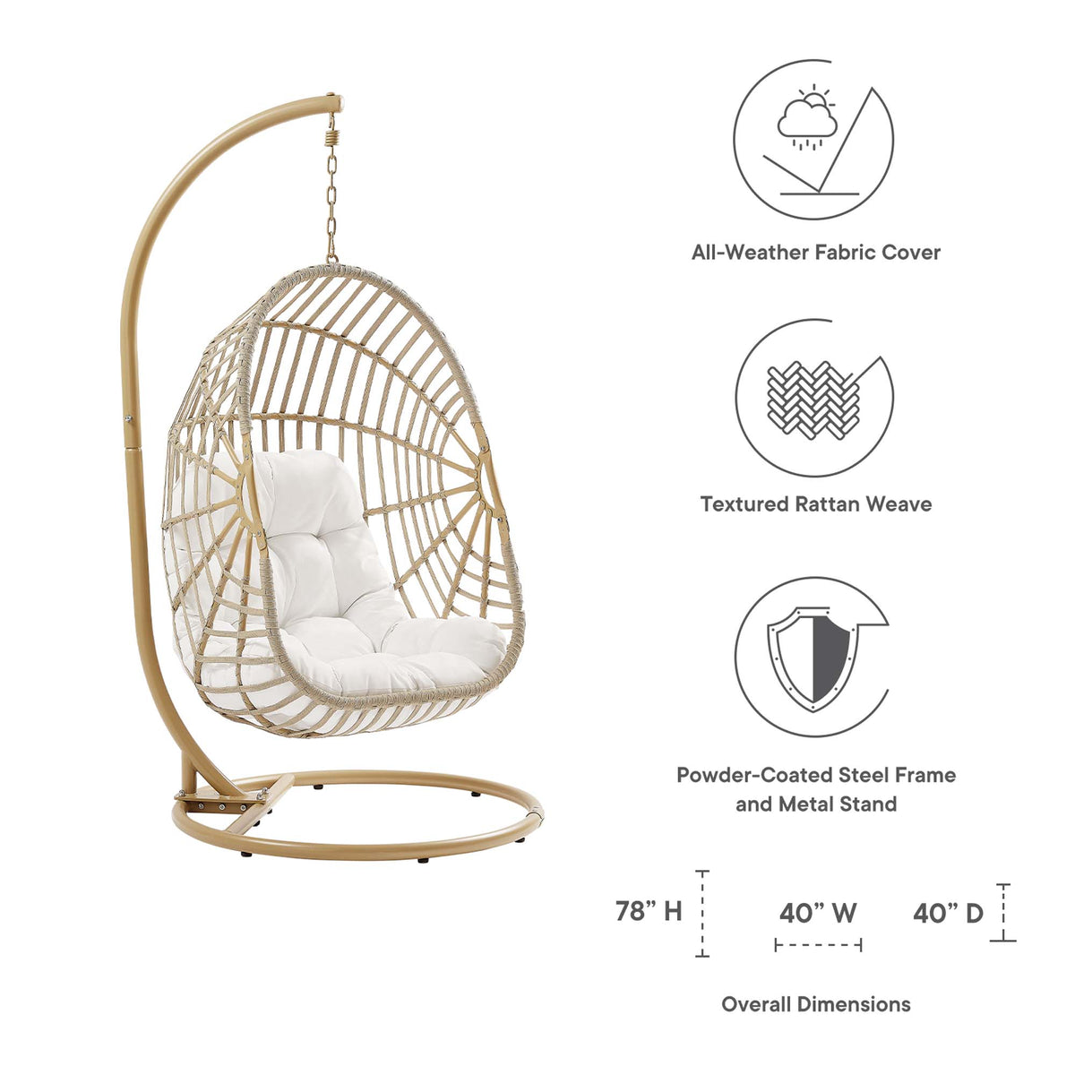 Amalie Wicker Rattan Outdoor Patio Rattan Swing Chair by Modway