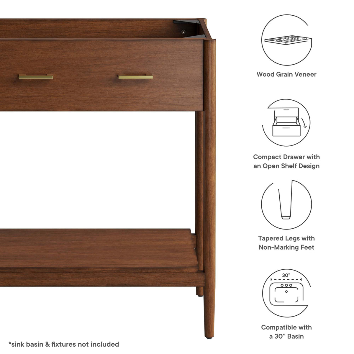 Zaire Bathroom Vanity Cabinet (Sink Basin Not Included) by Modway