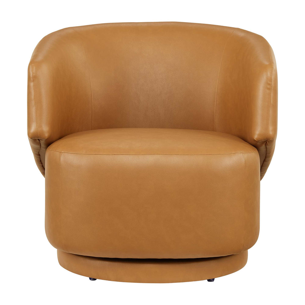 Celestia Vegan Leather Fabric and Wood Swivel Chair by Modway
