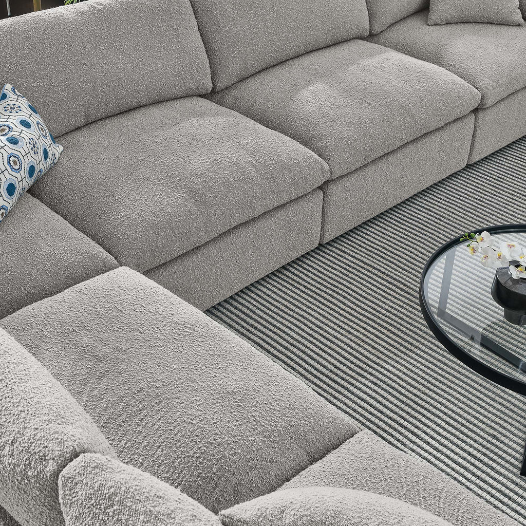 Commix 6-Piece Down Filled Overstuffed Boucle Fabric Sectional Sofa by Modway