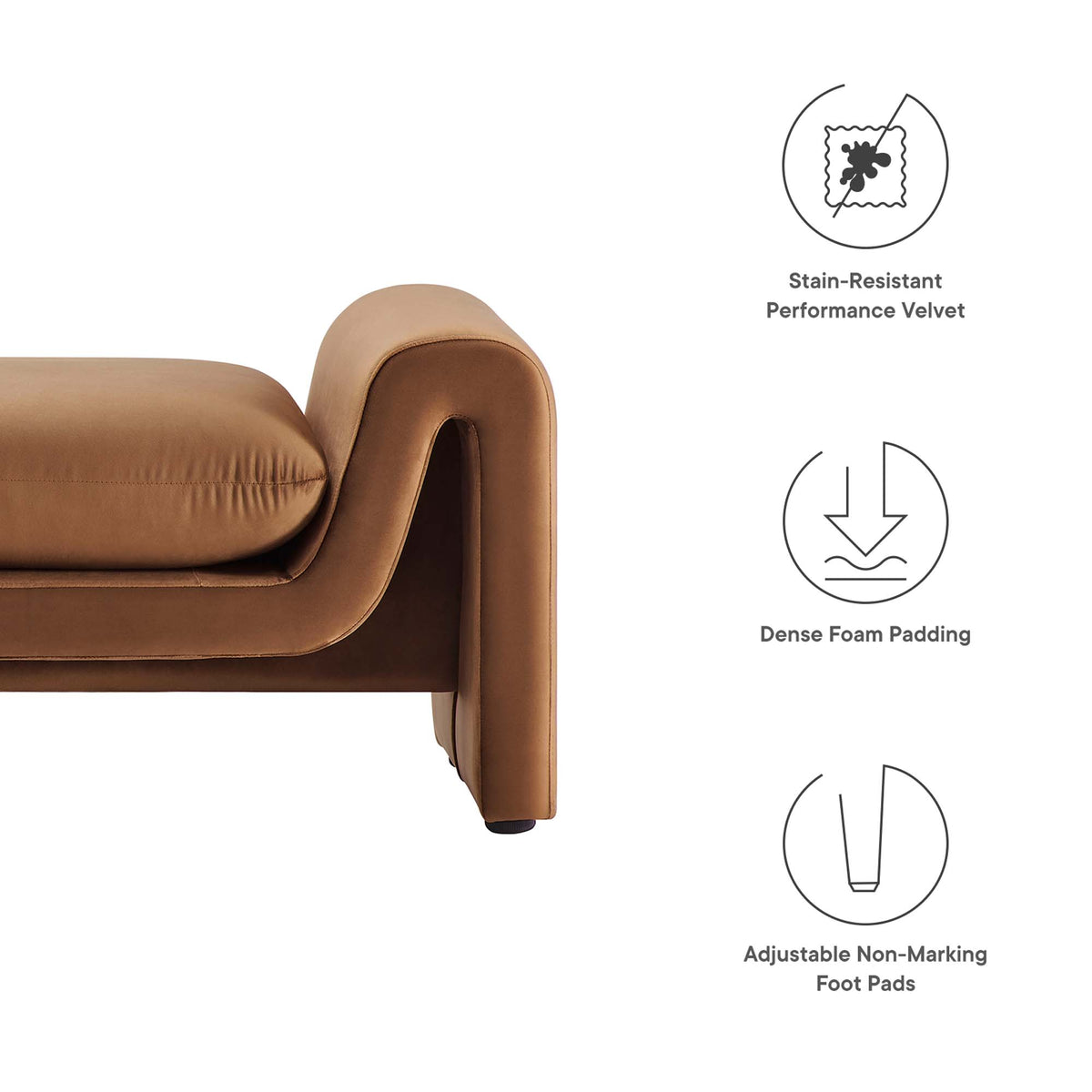 Waverly Performance Velvet Bench by Modway
