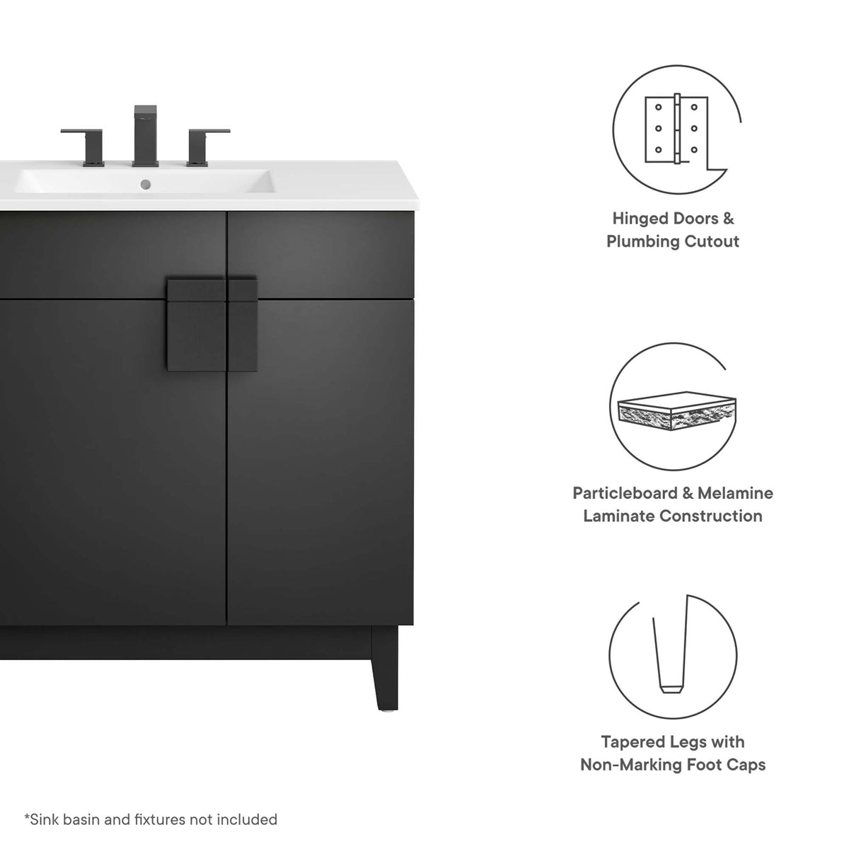 Miles Bathroom Vanity Cabinet (Sink Basin Not Included) by Modway