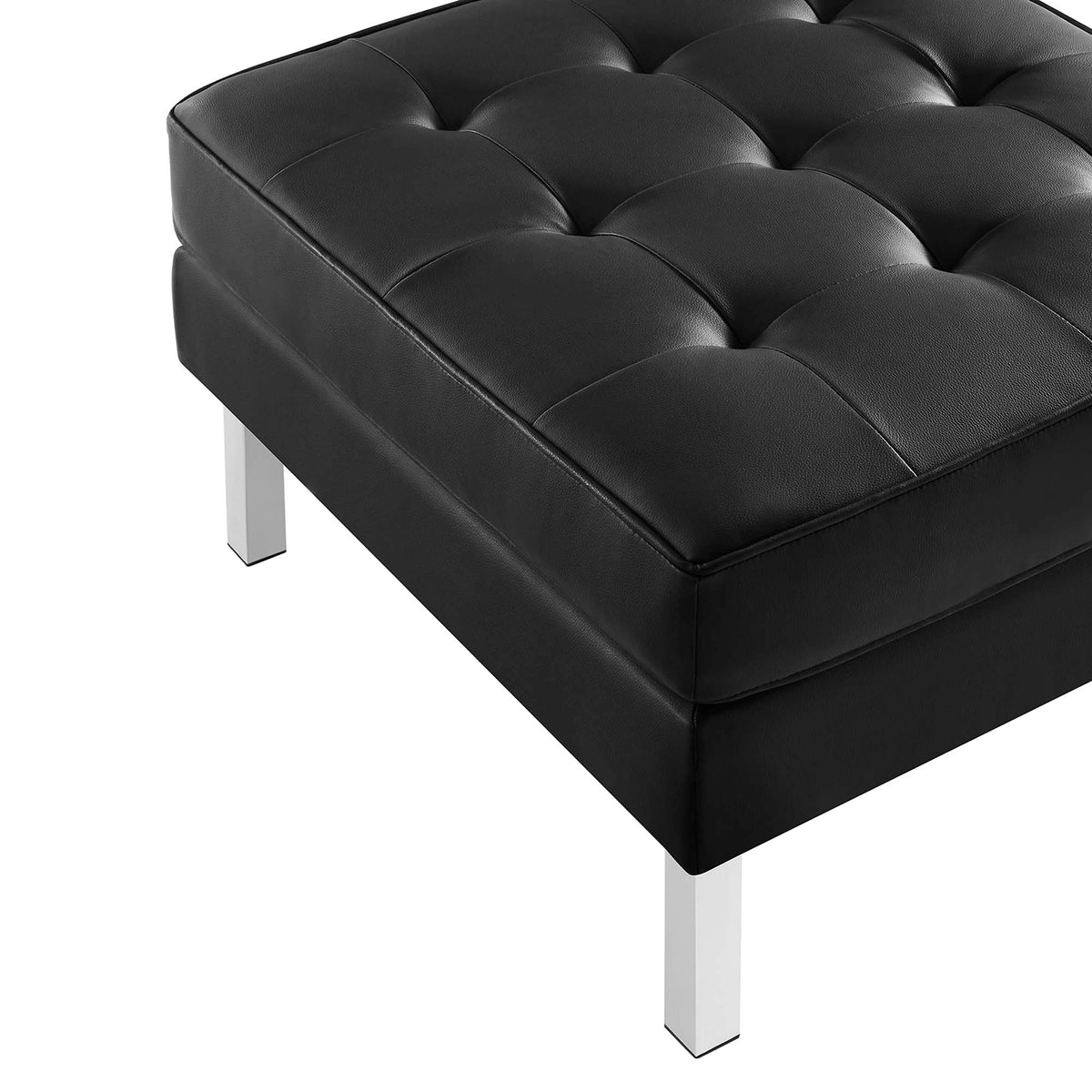 Loft Tufted Vegan Leather Armchair and Ottoman Set by Modway