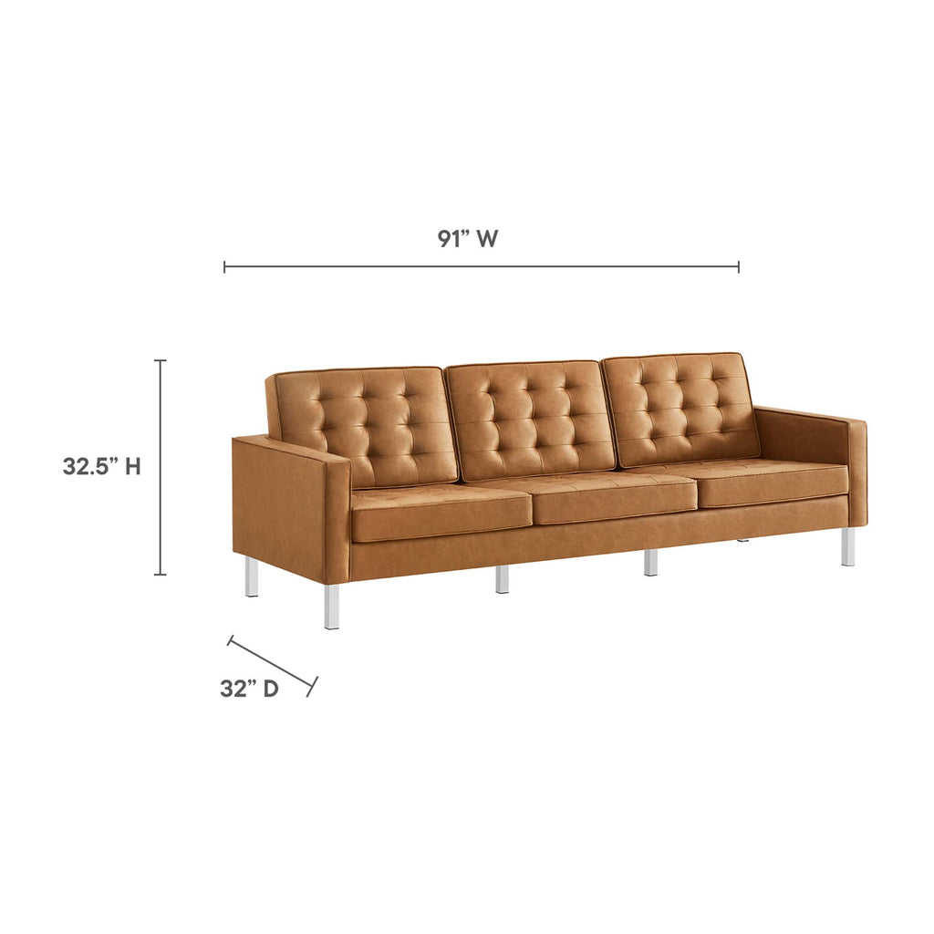 Loft Tufted Vegan Leather Sofa and Ottoman Set by Modway