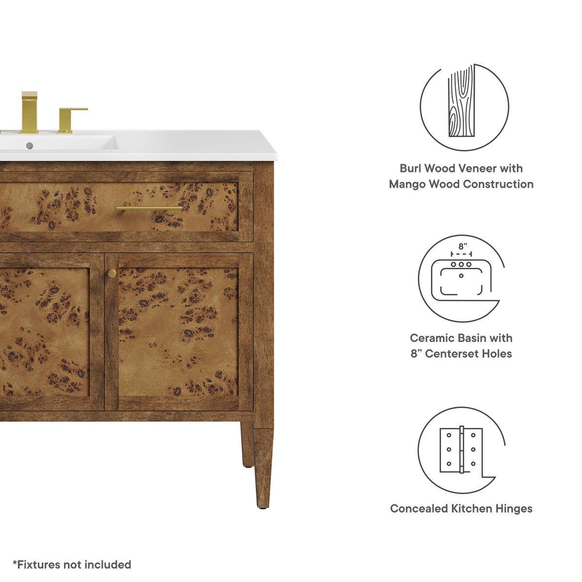 Elysian 48" Wood Single Sink Bathroom Vanity by Modway