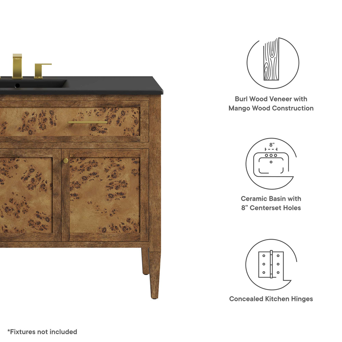 Elysian 48" Wood Single Sink Bathroom Vanity by Modway