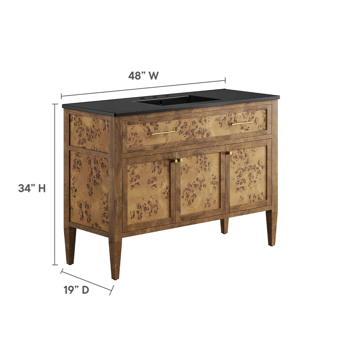 Elysian 48" Wood Single Sink Bathroom Vanity by Modway