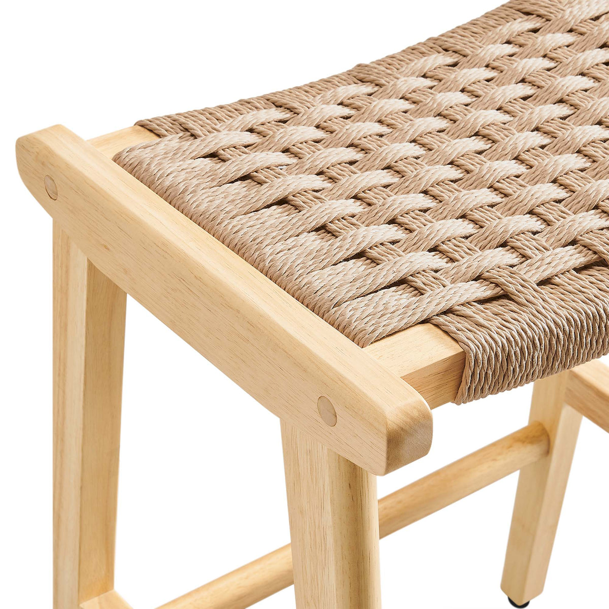 Saoirse Woven Rope Wood Counter Stool Set of 2 by Modway