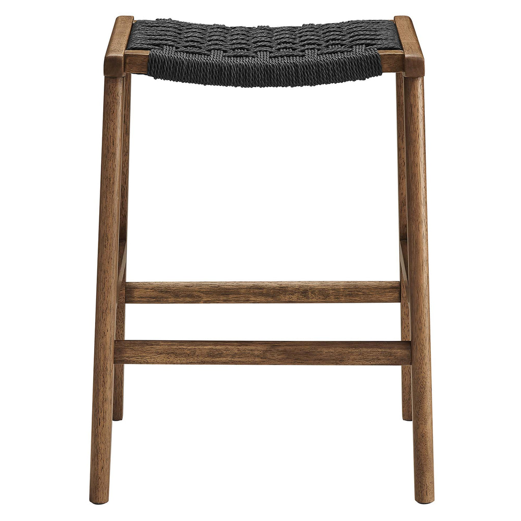 Saoirse Woven Rope Wood Counter Stool Set of 2 by Modway
