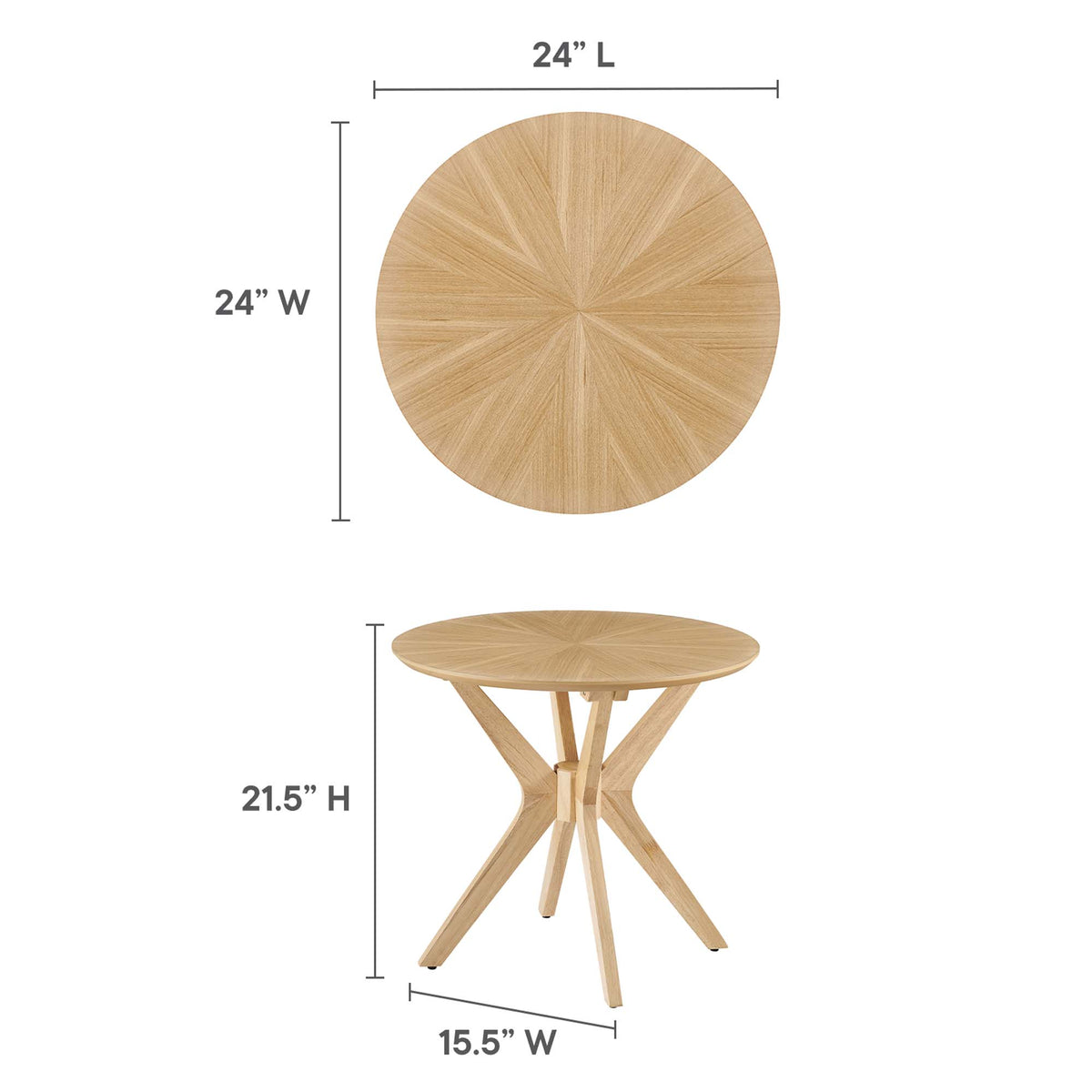 Crossroads 24" Round Wood Side Table by Modway