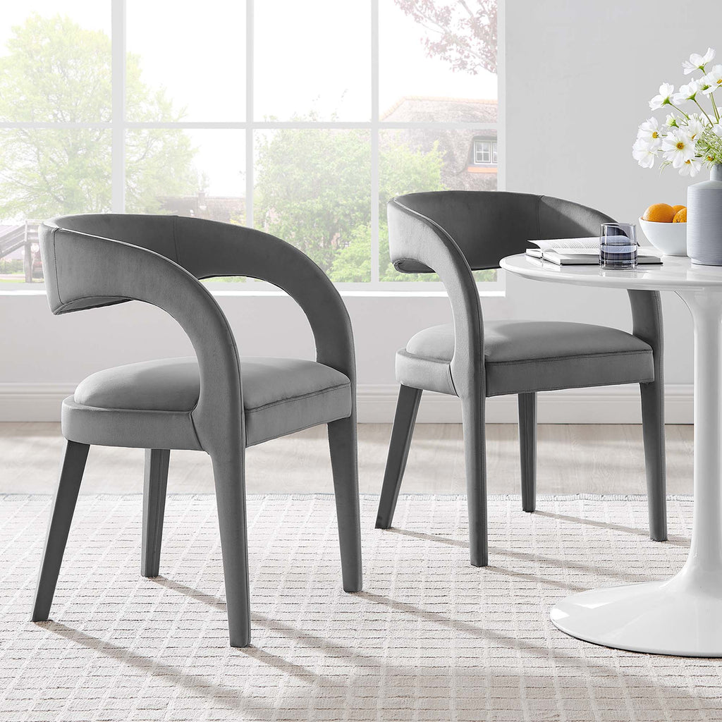 Pinnacle Performance Velvet Dining Chair Set of 2 by Modway
