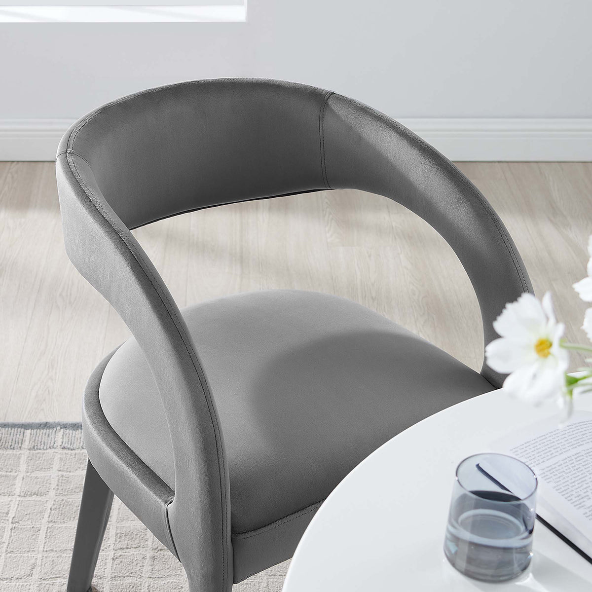 Pinnacle Performance Velvet Dining Chair Set of 2 by Modway