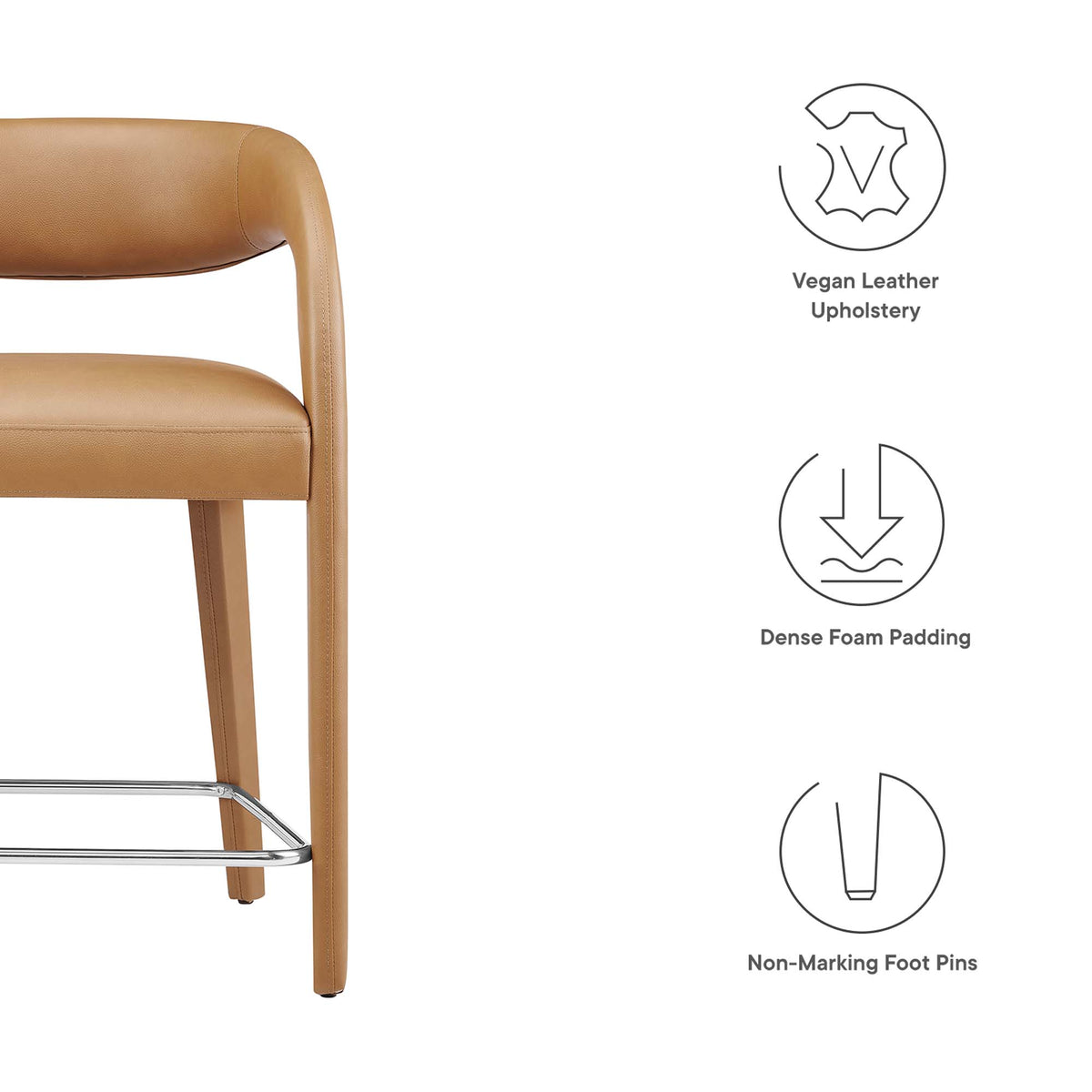 Pinnacle Vegan Leather Counter Stool Set of 2 by Modway