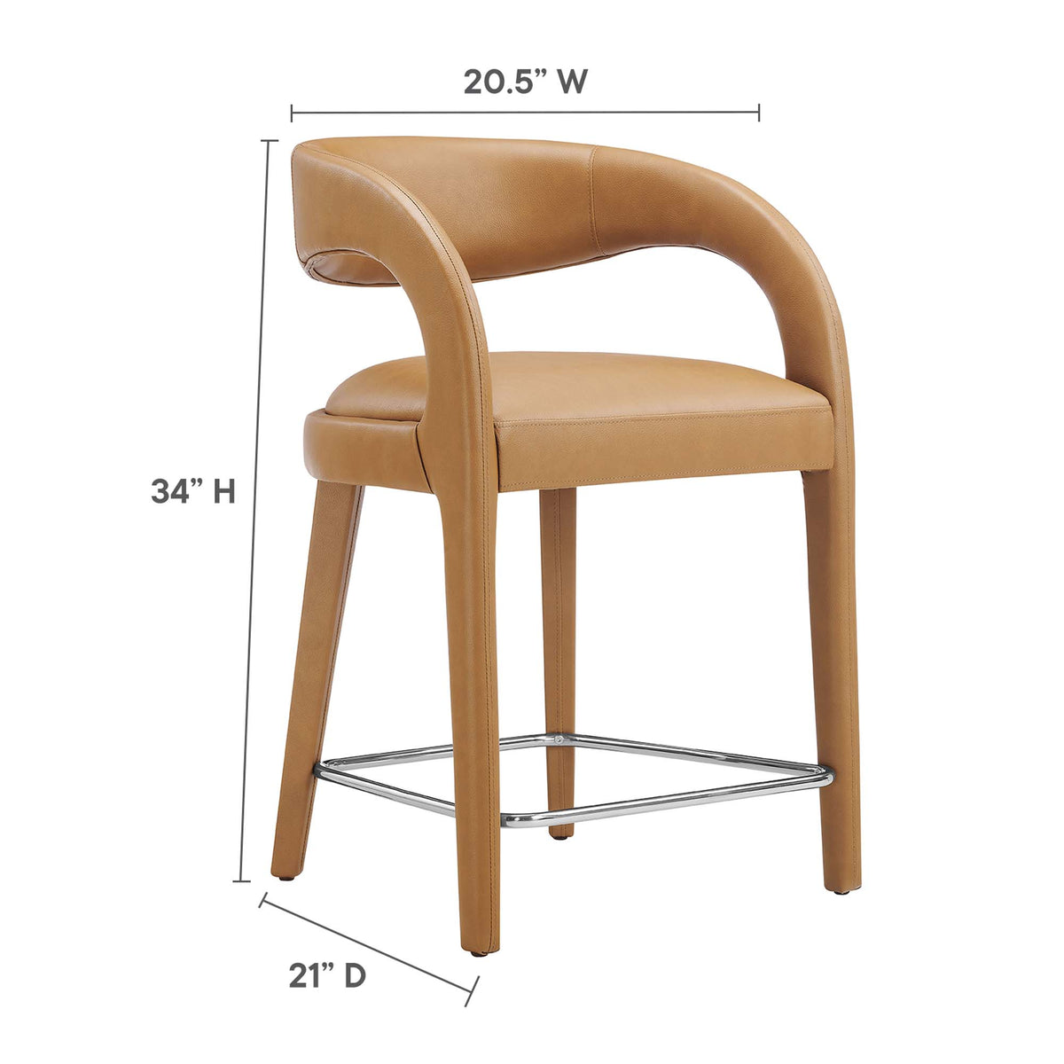 Pinnacle Vegan Leather Counter Stool Set of 2 by Modway