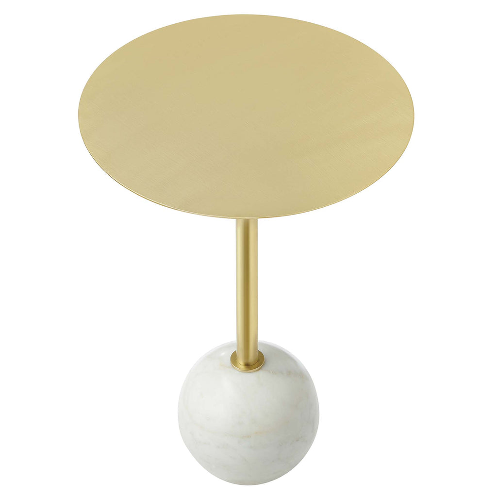 Aliza Round White Marble Side Table by Modway
