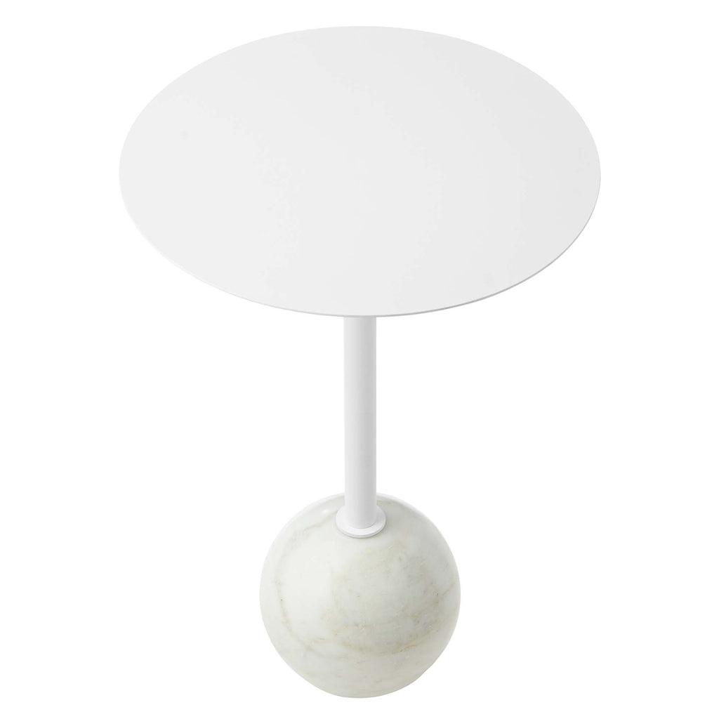 Aliza Round White Marble Side Table by Modway