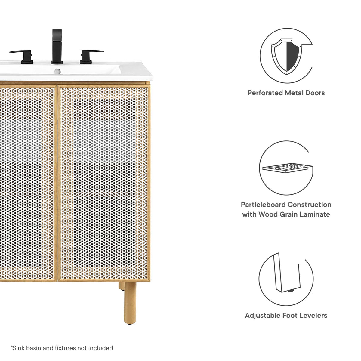 Calla Perforated Metal Bathroom Vanity Cabinet (Sink Basin Not Included) by Modway