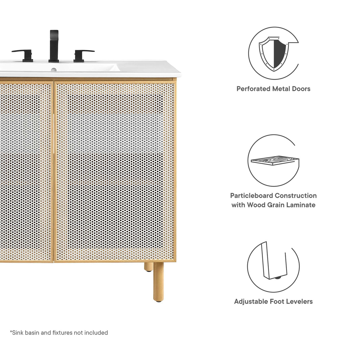 Calla Perforated Metal Bathroom Vanity Cabinet (Sink Basin Not Included) by Modway