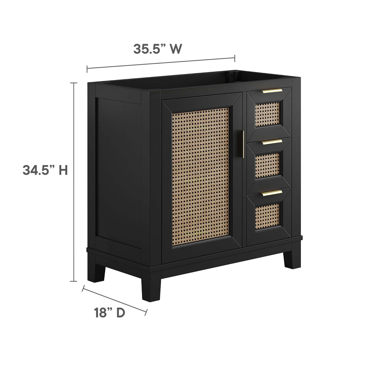 Dixie Solid Wood Bathroom Vanity Cabinet (Sink Basin Not Included) by Modway