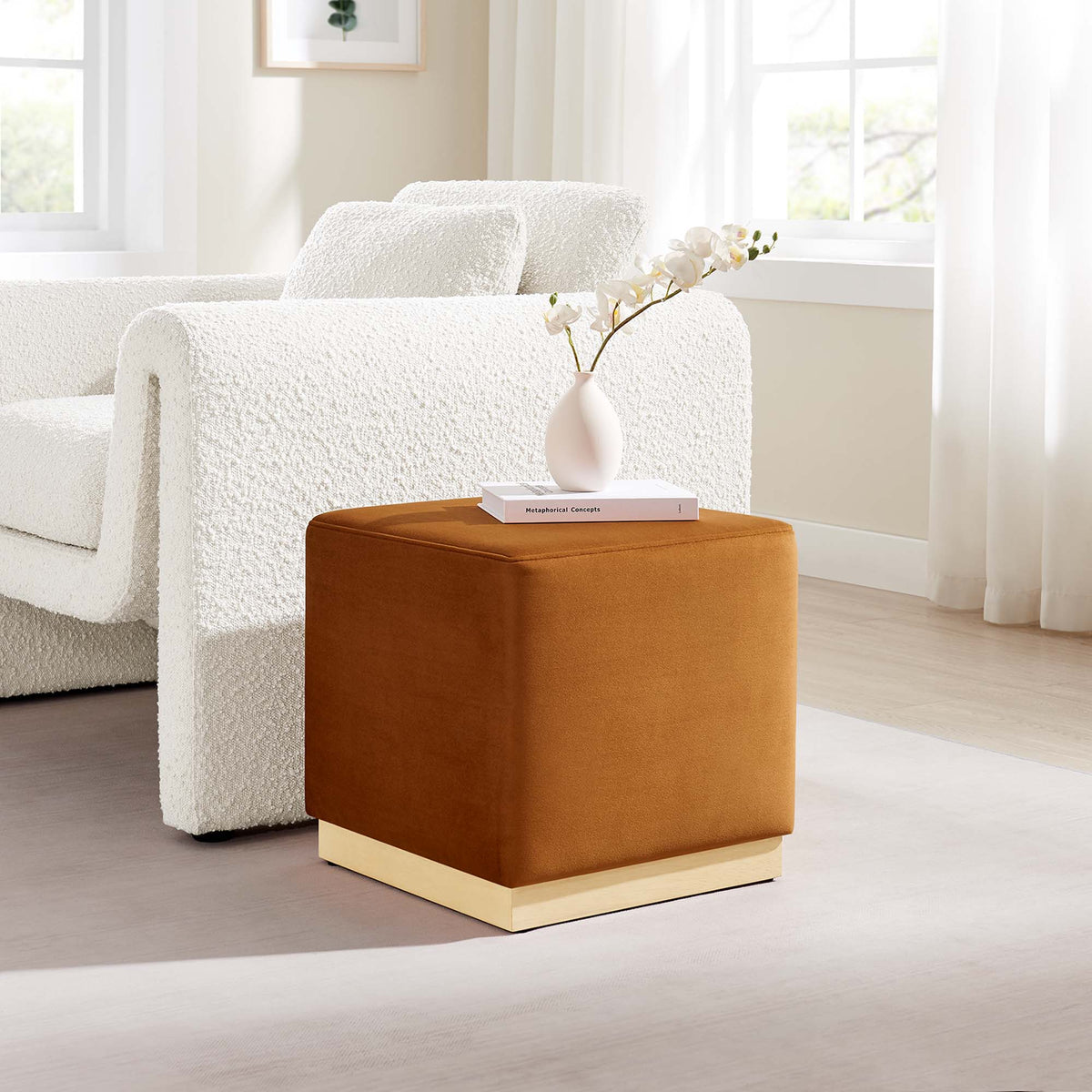 Tilden 17" Square Performance Velvet Upholstered Ottoman by Modway