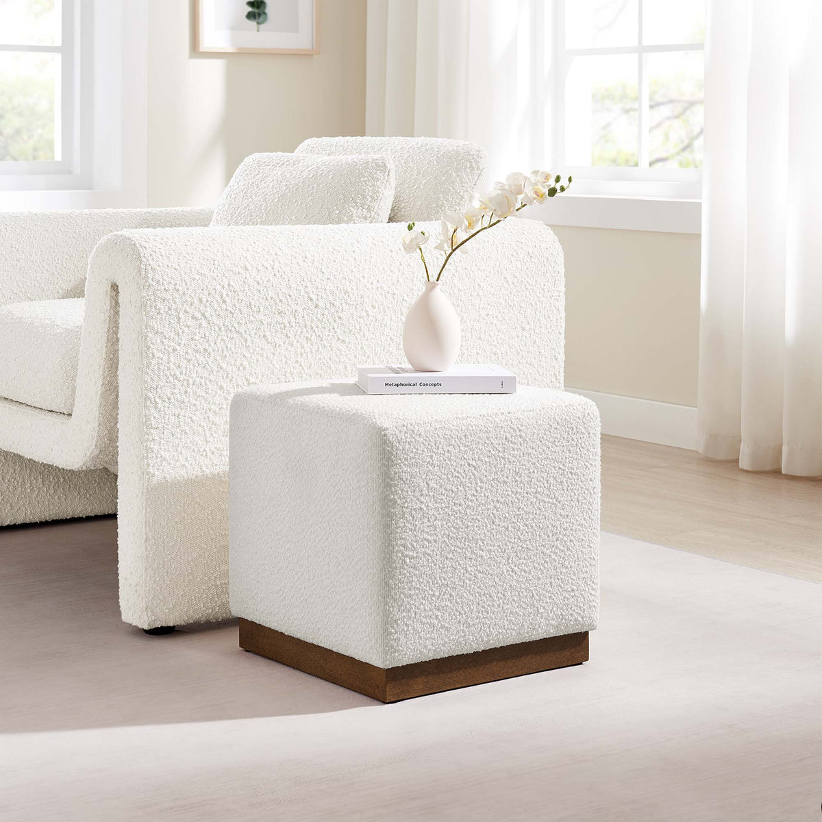 Tilden 17" Square Boucle Upholstered Ottoman by Modway