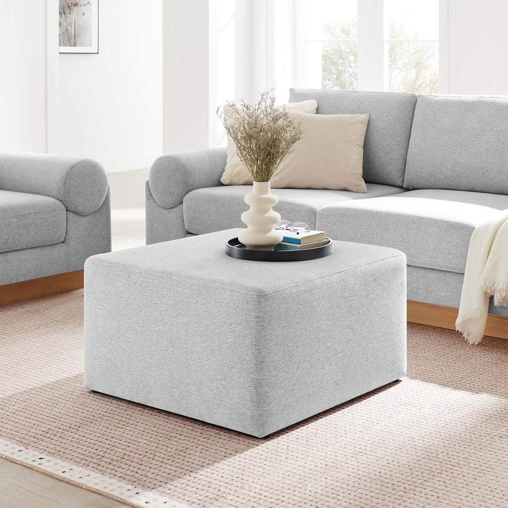 Callum Large 28" Square Woven Heathered Fabric Upholstered Ottoman by Modway