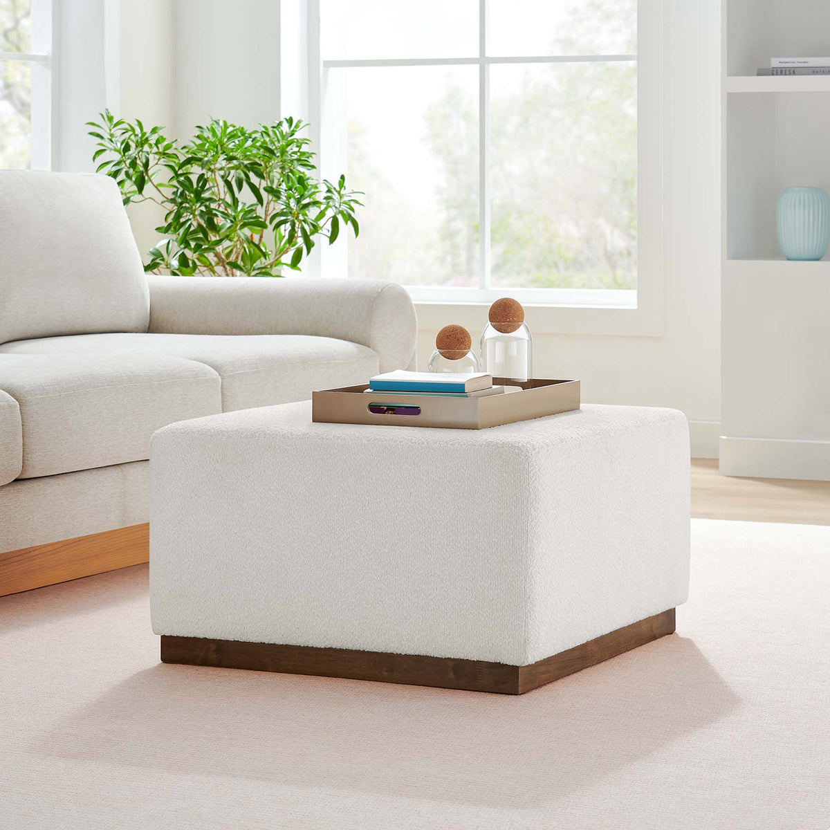 Tilden Large 28" Square Boucle Upholstered Ottoman by Modway