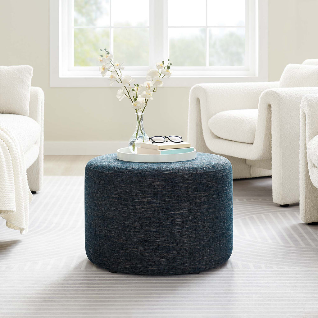 Callum Large Round Woven Heathered Fabric Upholstered Ottoman by Modway