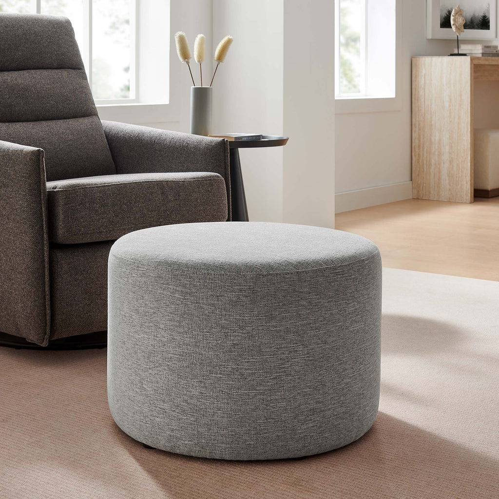 Callum Large Round Woven Heathered Fabric Upholstered Ottoman by Modway