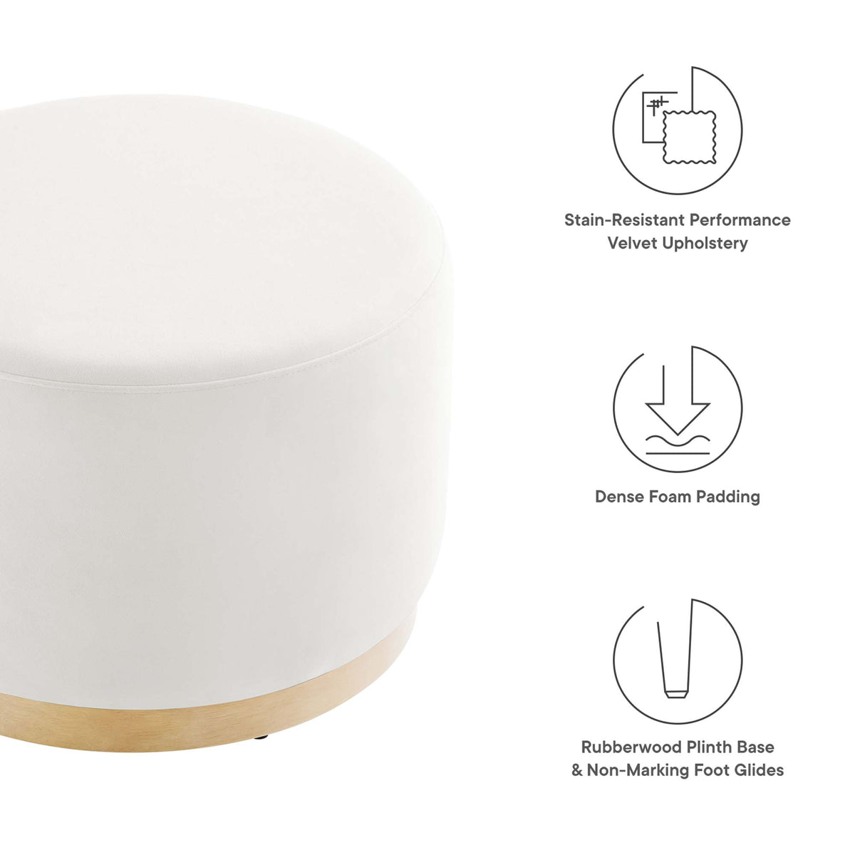 Tilden Large Round Performance Velvet Upholstered Ottoman by Modway