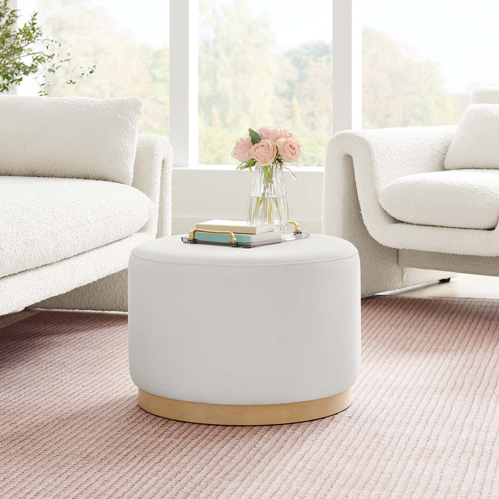 Tilden Large Round Performance Velvet Upholstered Ottoman by Modway