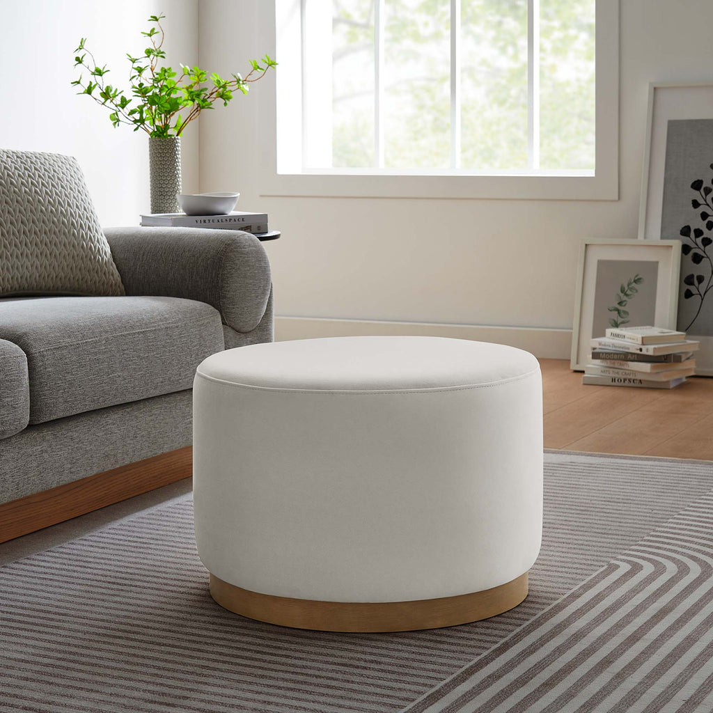 Tilden Large Round Performance Velvet Upholstered Ottoman by Modway