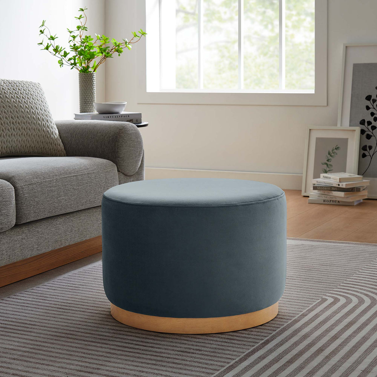 Tilden Large Round Performance Velvet Upholstered Ottoman by Modway