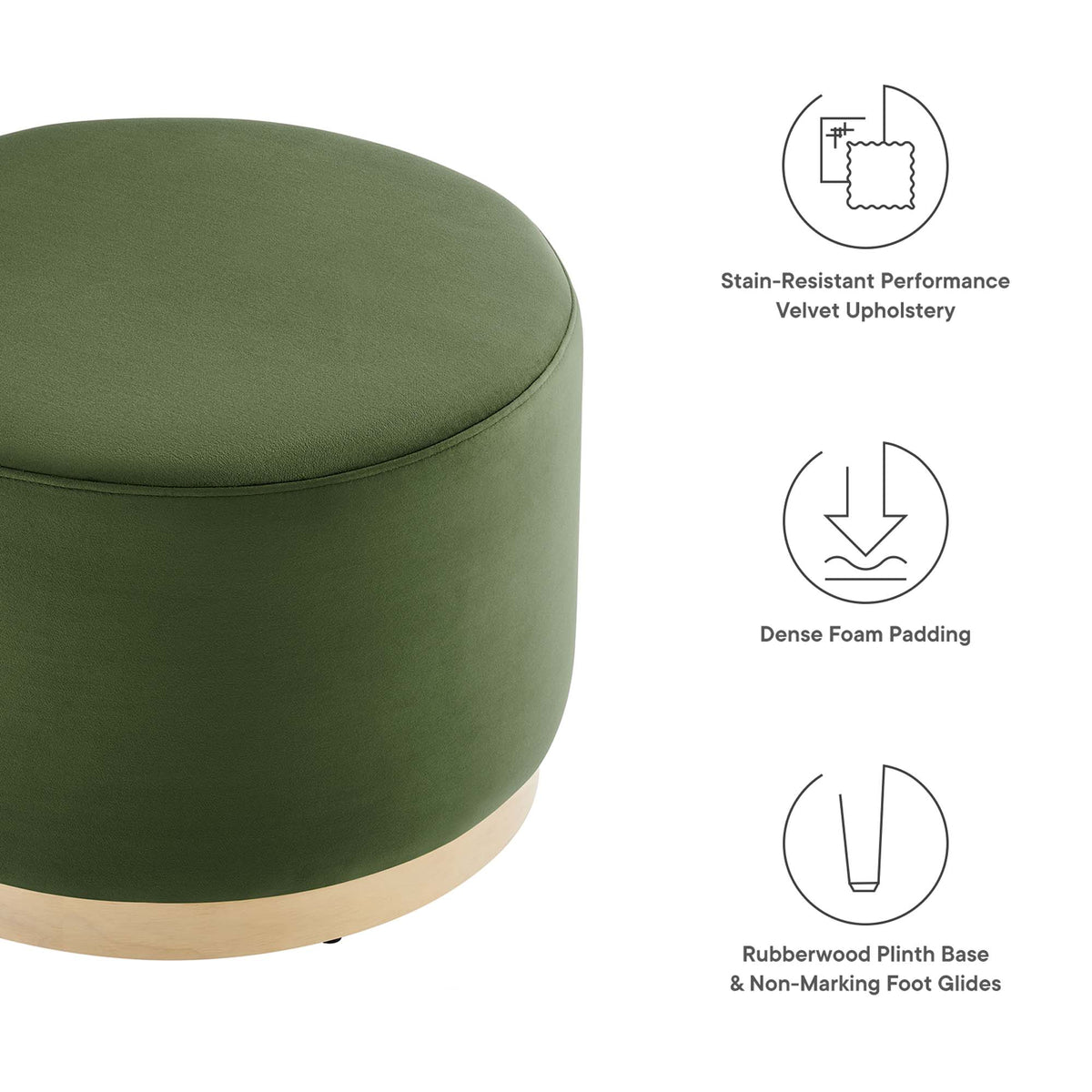 Tilden Large Round Performance Velvet Upholstered Ottoman by Modway