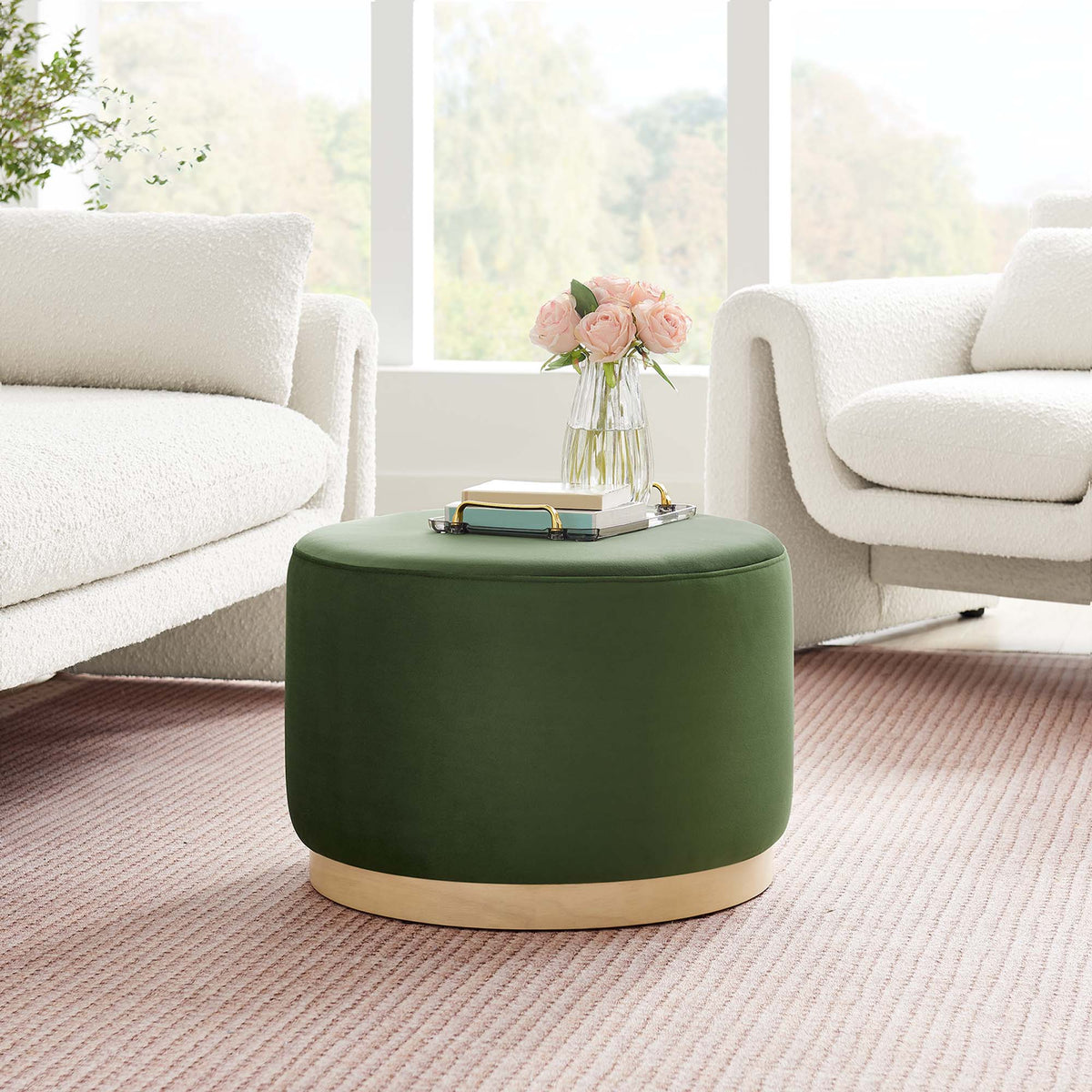 Tilden Large Round Performance Velvet Upholstered Ottoman by Modway