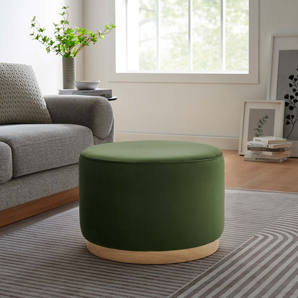 Tilden Large Round Performance Velvet Upholstered Ottoman by Modway