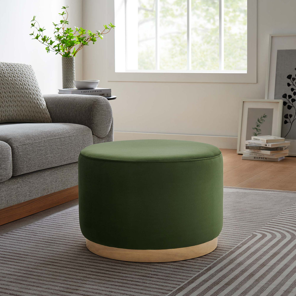 Tilden Large Round Performance Velvet Upholstered Ottoman by Modway