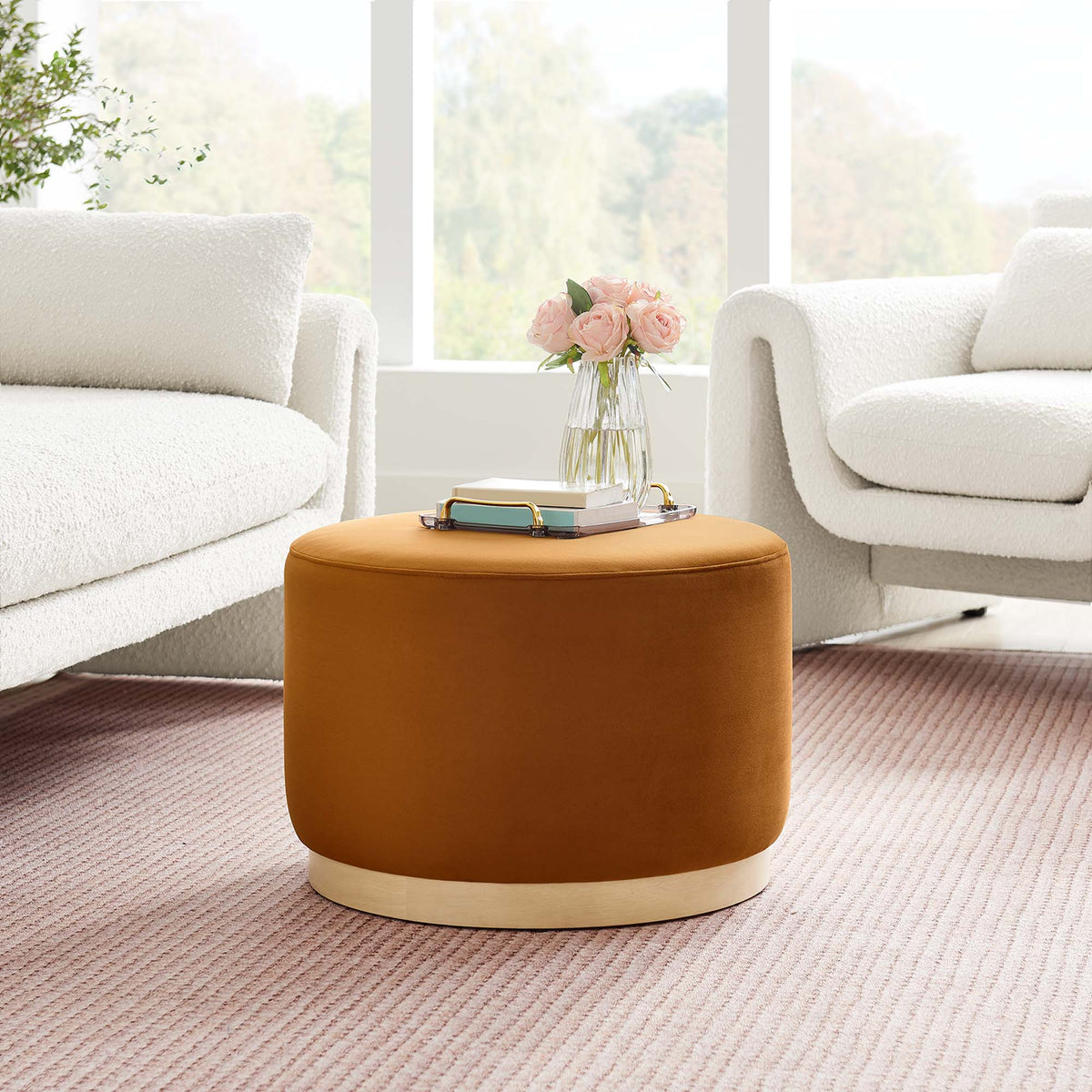 Tilden Large Round Performance Velvet Upholstered Ottoman by Modway