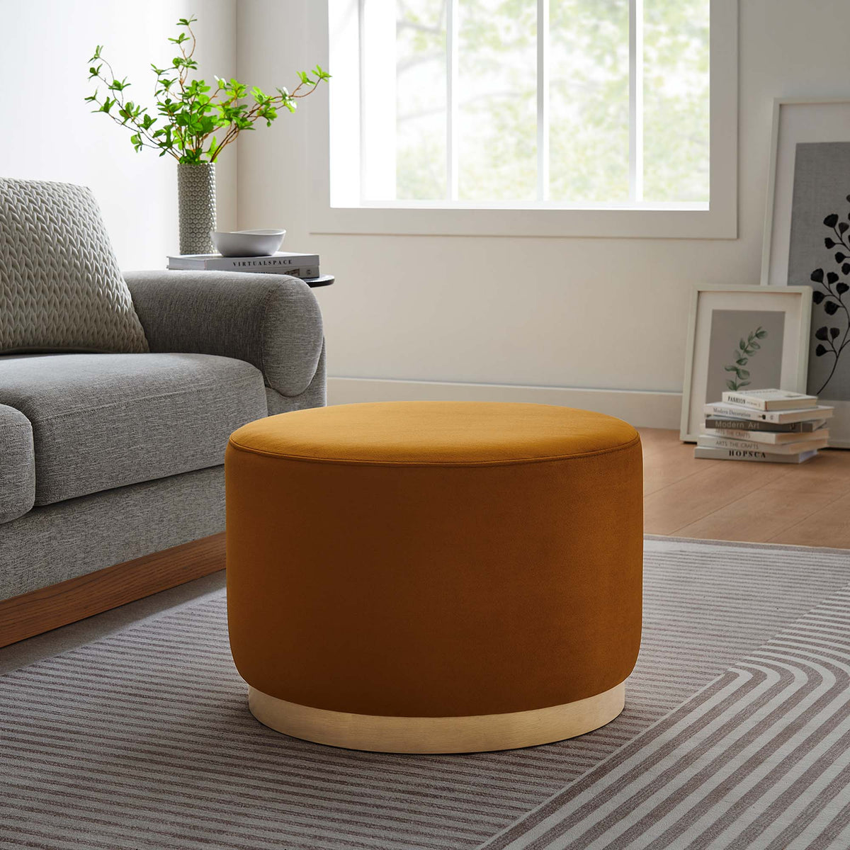 Tilden Large Round Performance Velvet Upholstered Ottoman by Modway