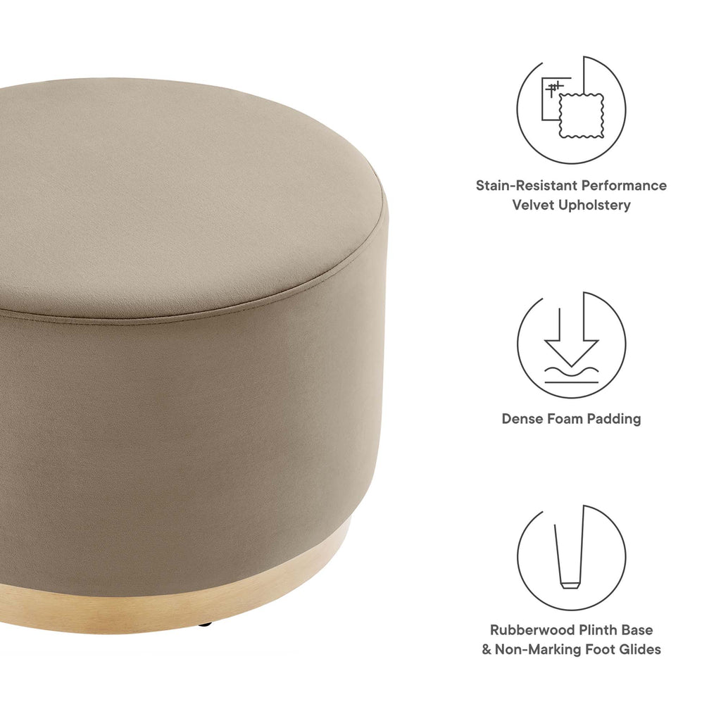 Tilden Large Round Performance Velvet Upholstered Ottoman by Modway