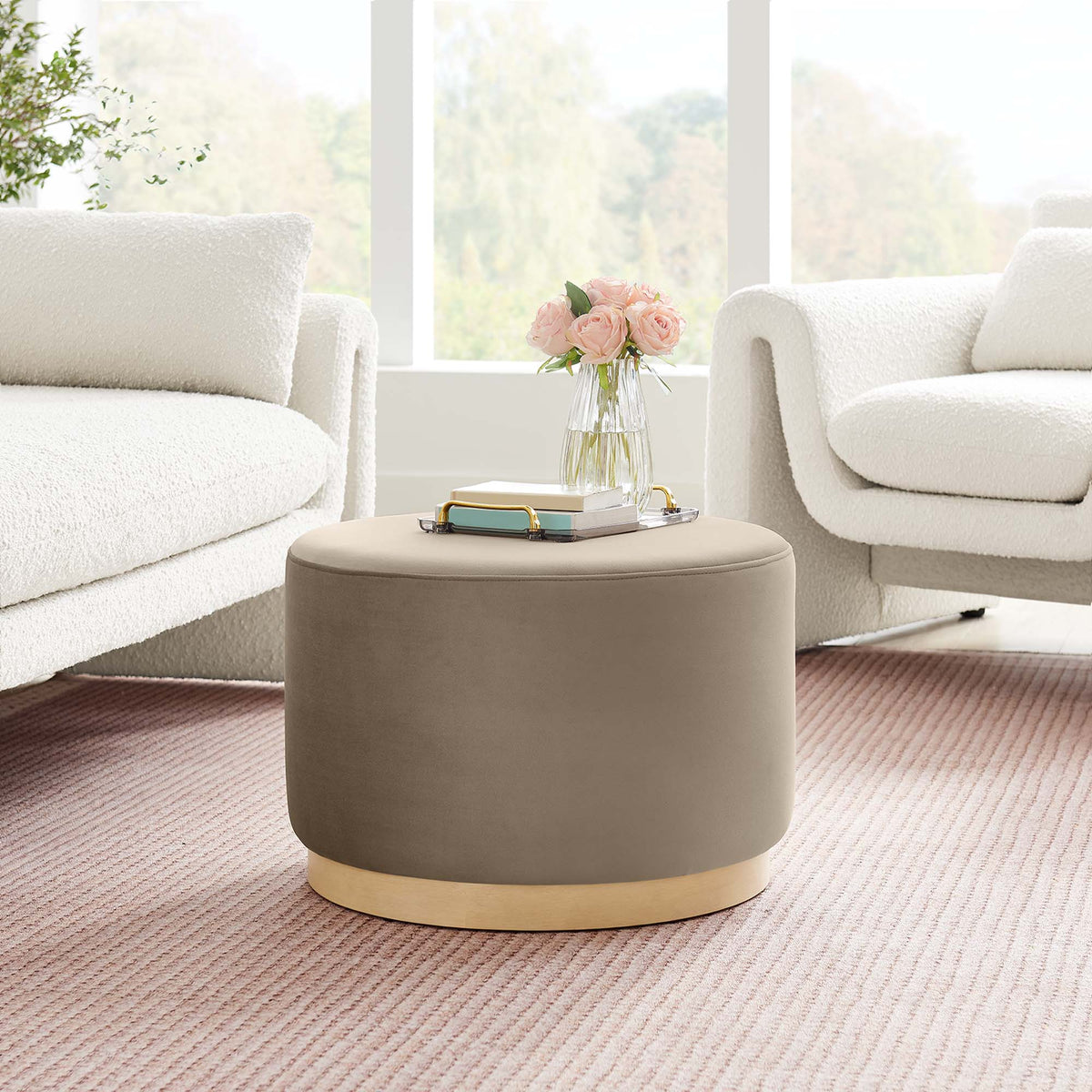 Tilden Large Round Performance Velvet Upholstered Ottoman by Modway