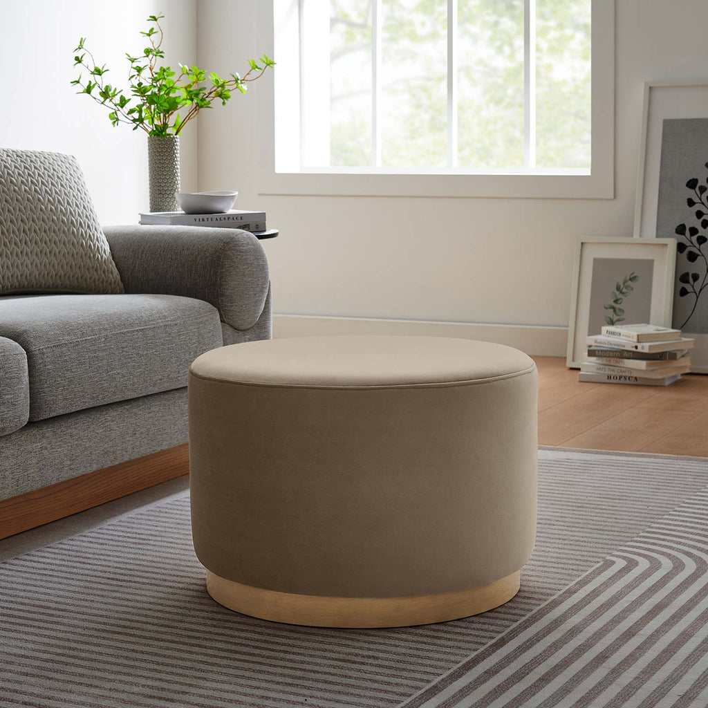 Tilden Large Round Performance Velvet Upholstered Ottoman by Modway