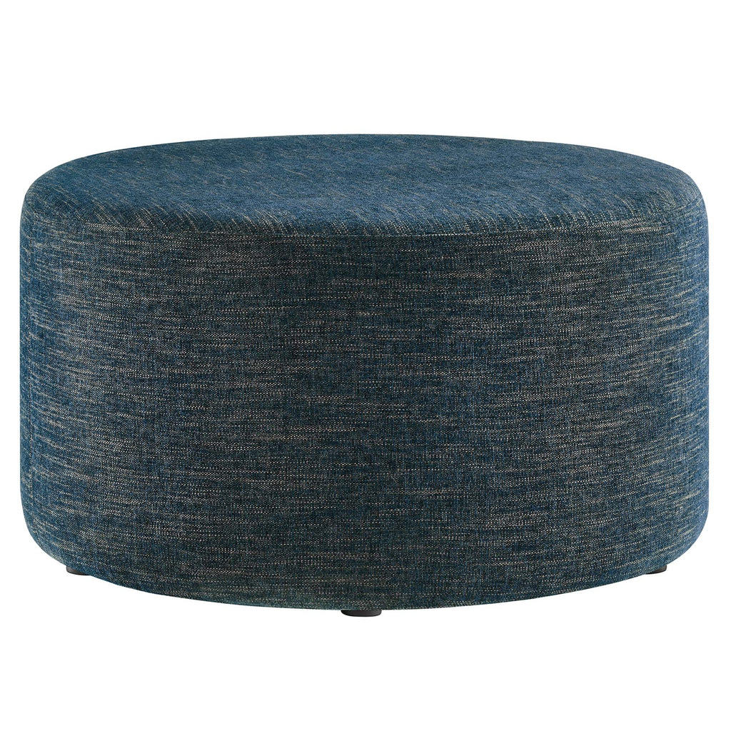 Callum Large Round Woven Heathered Fabric Upholstered Ottoman by Modway
