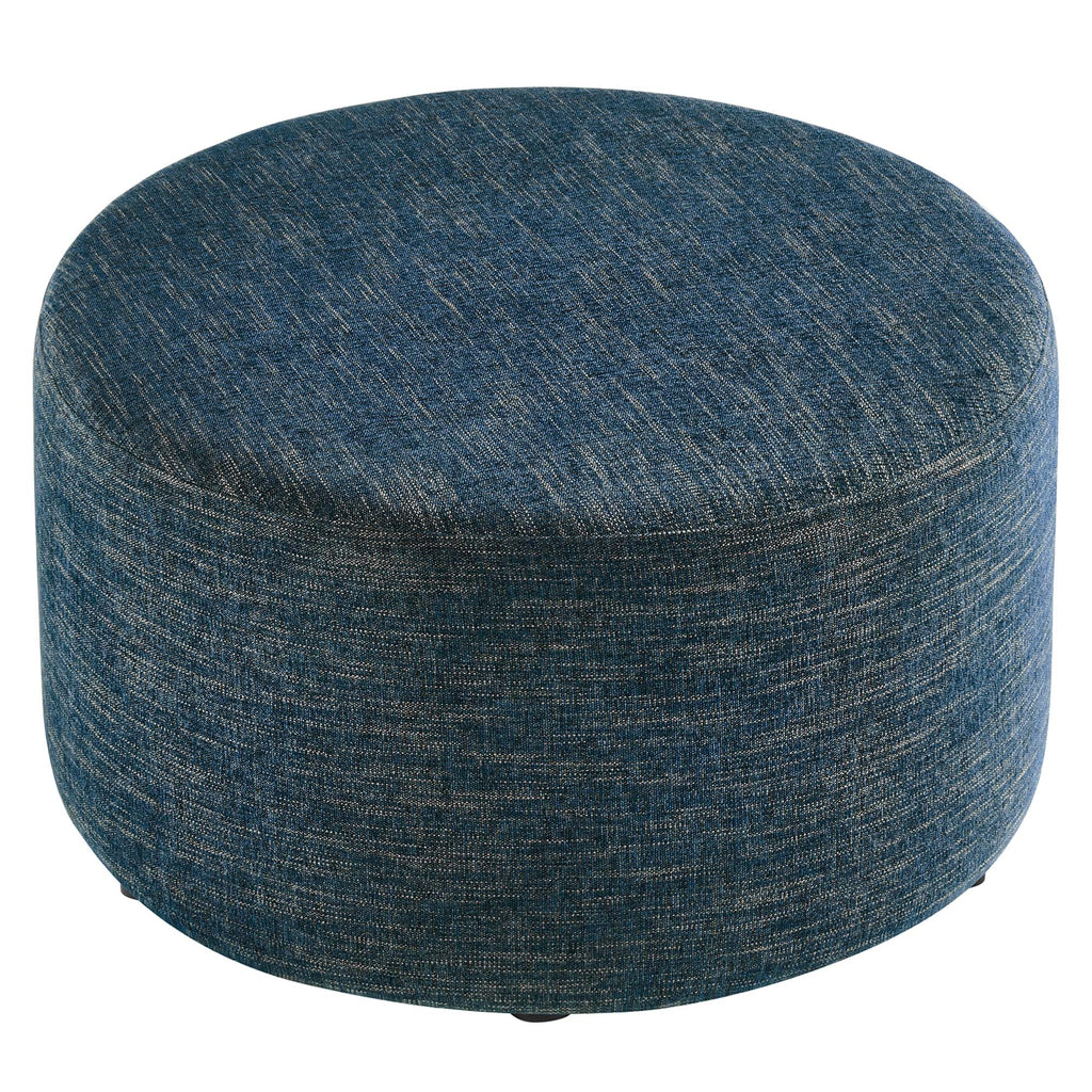 Callum Large Round Woven Heathered Fabric Upholstered Ottoman by Modway