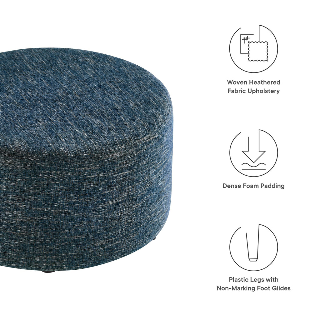 Callum Large Round Woven Heathered Fabric Upholstered Ottoman by Modway